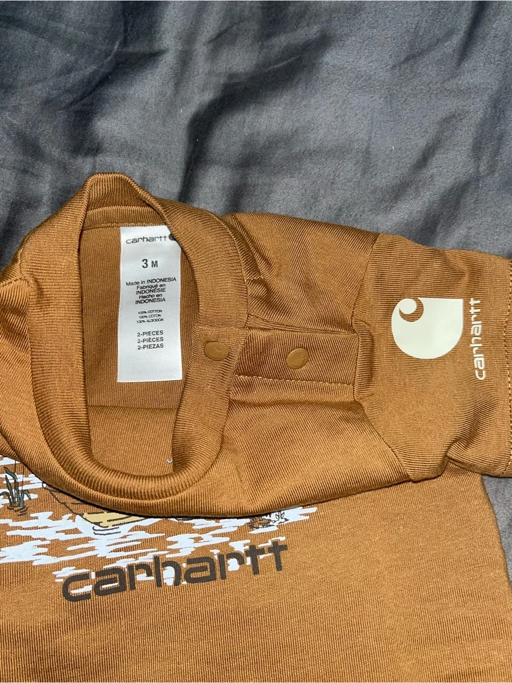 Carhartt CG8112 - Short-Sleeve Bodysuit and Canvas Dog Print Shortall Set